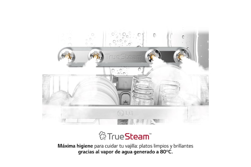 LG Lavavajillas LG QuadWashTM Steam, Acero Inox Antihuellas, B, con lavado a vapor y tercera bandeja, DF365FPS