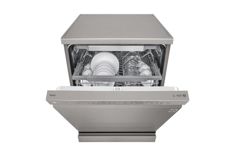 LG Lavavajillas LG QuadWashTM Steam, Acero Inox Antihuellas, B, con lavado a vapor y tercera bandeja, DF365FPS
