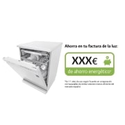 LG Lavavajillas LG QuadWash™ Steam, Blanco, B, con lavado a vapor y tercera bandeja, DF365FWS