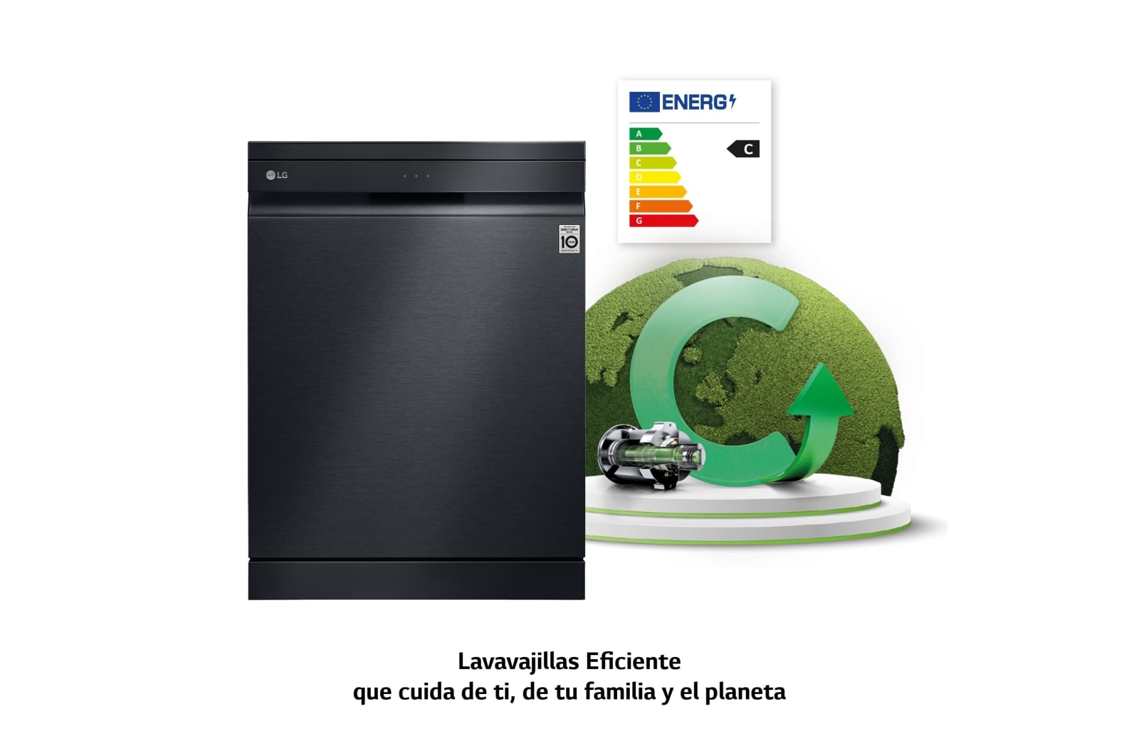 LG Lavavajillas LG QuadWash™ , TrueSteam,  Acero negro mate, clasificación  C, con lavado a vapor y tercera bandeja , DF455HMS