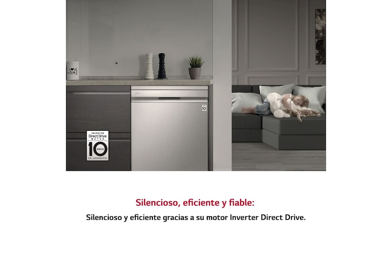 LG Lavavajillas LG QuadWash™ , TrueSteam,  Acero negro mate, clasificación  C, con lavado a vapor y tercera bandeja , DF455HMS