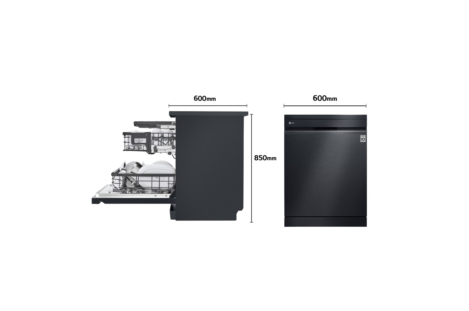 LG Lavavajillas LG QuadWash™ , TrueSteam,  Acero negro mate, clasificación  C, con lavado a vapor y tercera bandeja , DF455HMS