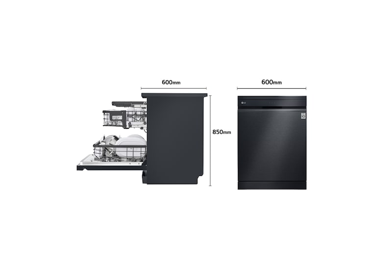 LG Lavavajillas LG QuadWash™ , TrueSteam,  Acero negro mate, clasificación  C, con lavado a vapor y tercera bandeja , DF455HMS