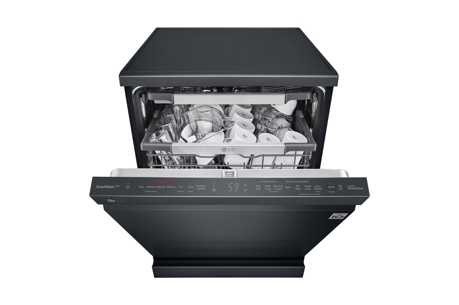 LG Lavavajillas LG QuadWash™ , TrueSteam,  Acero negro mate, clasificación  C, con lavado a vapor y tercera bandeja , DF455HMS