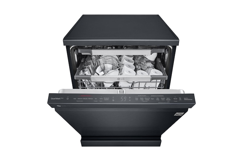 LG Lavavajillas LG QuadWash™ , TrueSteam,  Acero negro mate, clasificación  C, con lavado a vapor y tercera bandeja , DF455HMS