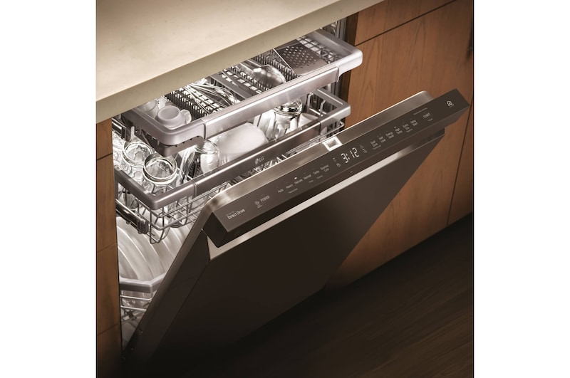 LG Lavavajillas LG QuadWash™ , TrueSteam,  Acero negro mate, clasificación  C, con lavado a vapor y tercera bandeja , DF455HMS