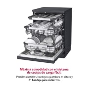 LG Lavavajillas LG QuadWash™ , TrueSteam,  Acero negro mate, clasificación  C, con lavado a vapor y tercera bandeja , DF455HMS