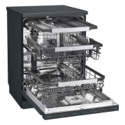LG Lavavajillas LG QuadWash™ , TrueSteam,  Acero negro mate, clasificación  C, con lavado a vapor y tercera bandeja , DF455HMS
