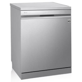 Vista frontal de Lavavajillas LG QuadWashTM , TrueSteam,  Acero inoxidable antihuellas, clasificación  C, con lavado a vapor y tercera bandeja  DF455HSS.OBSEXC