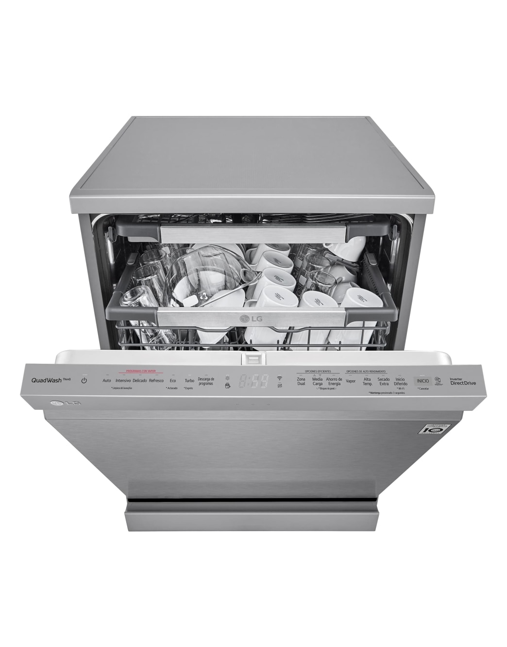LG Lavavajillas LG QuadWashTM , TrueSteam,  Acero inoxidable antihuellas, clasificación  C, con lavado a vapor y tercera bandeja , DF455HSS.OBSEXC