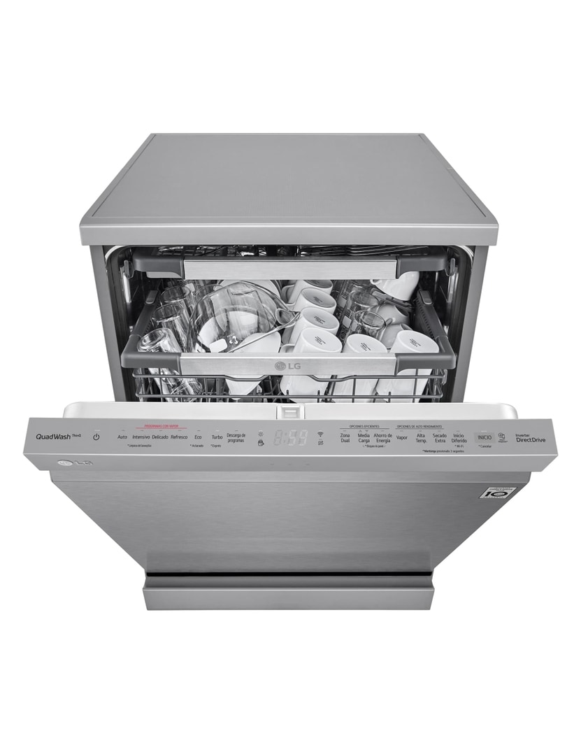 LG Lavavajillas LG QuadWashTM , TrueSteam,  Acero inoxidable antihuellas, clasificación  C, con lavado a vapor y tercera bandeja , DF455HSS.OBSEXC