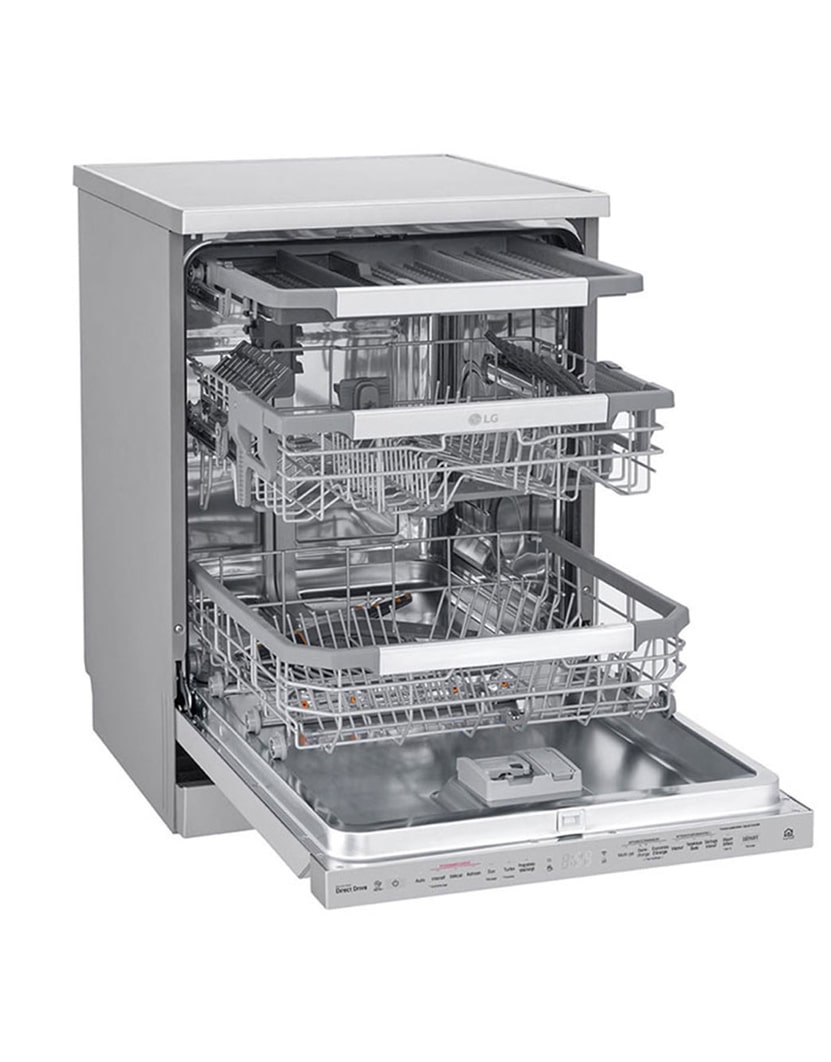 LG Lavavajillas LG QuadWashTM , TrueSteam,  Acero inoxidable antihuellas, clasificación  C, con lavado a vapor y tercera bandeja , DF455HSS.OBSEXC