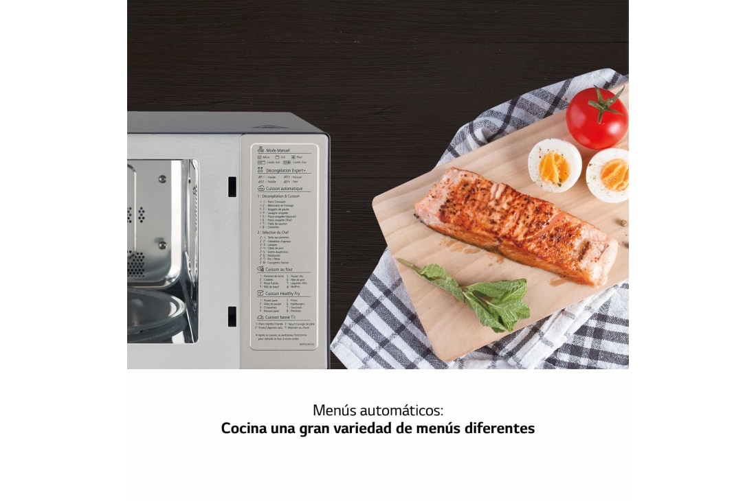 LG Outlet Microondas Grill Negro Smart Inverter 1000W de 23 litros, MH6336GIB.OUTLET