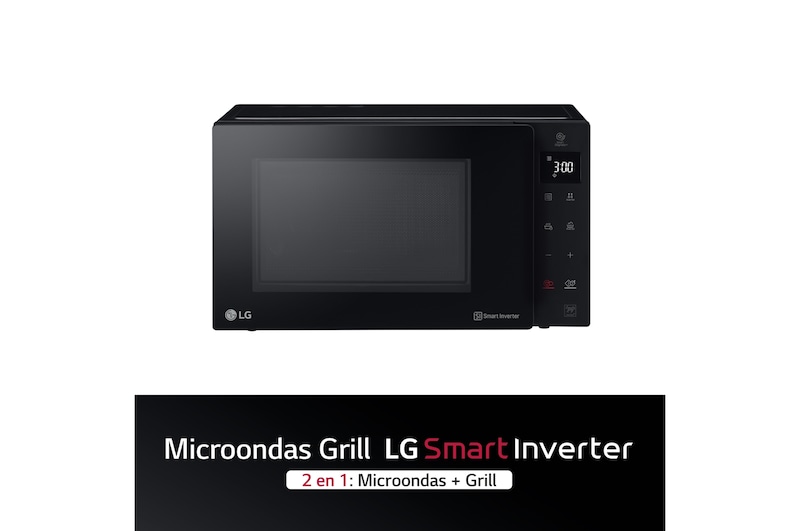 LG Microondas Grill Negro Smart Inverter 1000W de 23 litros, MH6336GIB