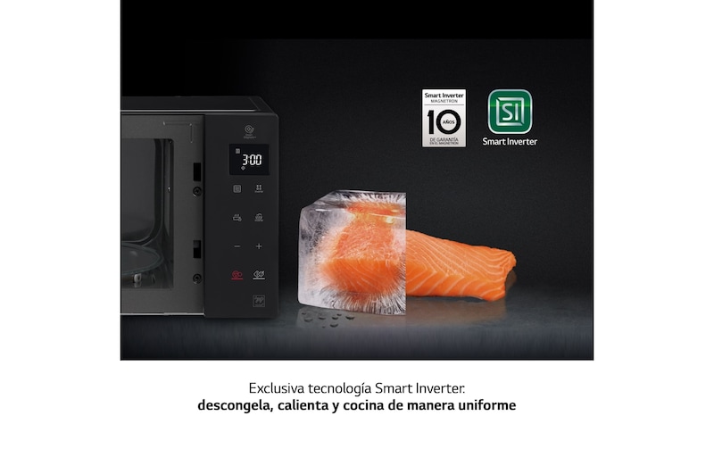 LG Microondas Grill Negro Smart Inverter 1000W de 23 litros, MH6336GIB