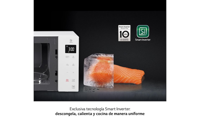 LG Microondas Grill Blanco Smart Inverter 1000W de 23 litros, MH6336GIH.OUTLET