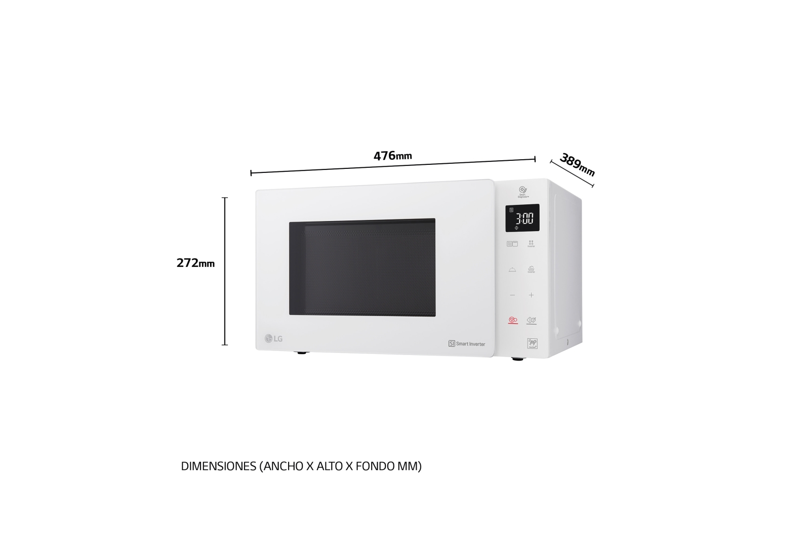 LG Outlet Microondas Grill Blanco Smart Inverter 1000W de 25 litros, MH6535GDH.OUTLET