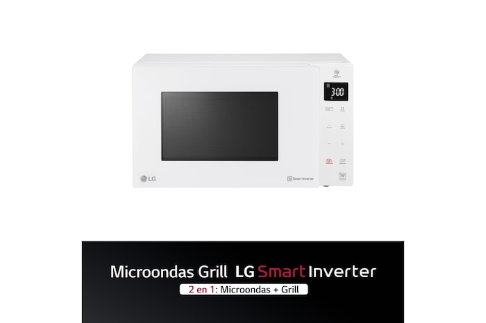 LG Microondas Grill Blanco Smart Inverter 1000W de 25 litros, MH6535GDH