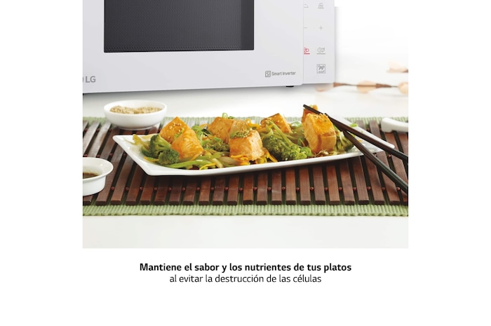 LG Microondas Grill Blanco Smart Inverter 1000W de 25 litros, MH6535GDH