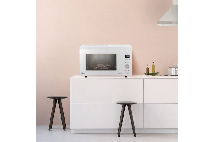 LG Microondas Grill Blanco Smart Inverter 1000W de 25 litros, MH6535GDH