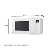 LG Microondas Grill Blanco Smart Inverter 1000W de 25 litros, MH6535GDH