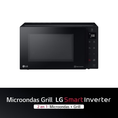 LG Outlet Microondas Grill Negro Smart Inverter 1000W de 23 litros, MH6336GIB.OUTLET
