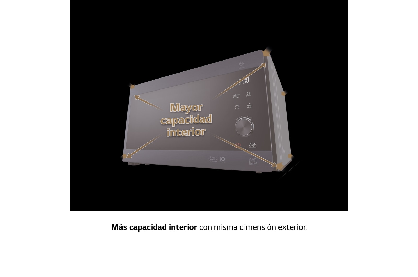 LG Microondas Grill Smart Inverter 1000W de 25 litros, Acero negro, MH6565CPW