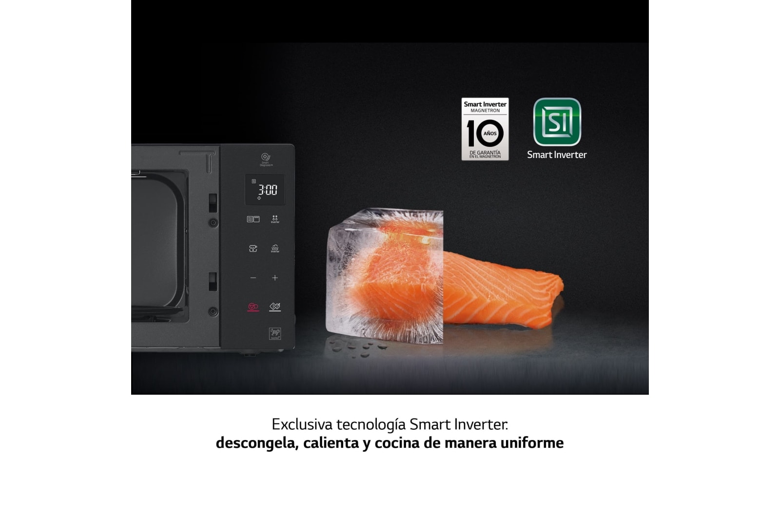 LG Outlet Microondas Grill Negro Smart Inverter 1200W de 32 litros , MH7235GPS.OUTLET