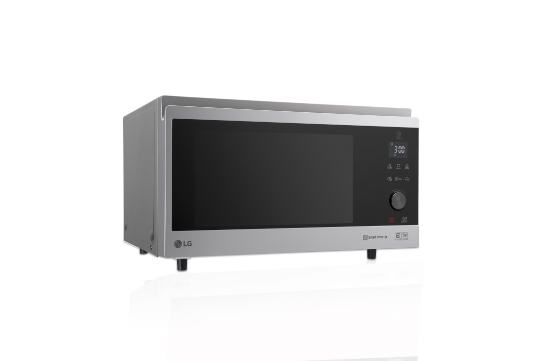 LG Horno Convección Microondas 4 en 1  Smart Inverter, con función freidora de aire,  color Acero-Negro 1100W de 39 litros, MJ3965ACS
