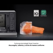 LG Horno Convección Microondas 4 en 1  Smart Inverter, con función freidora de aire,  color Acero-Negro 1100W de 39 litros, MJ3965ACS