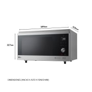 LG Horno Convección Microondas 4 en 1  Smart Inverter, con función freidora de aire,  color Acero-Negro 1100W de 39 litros, MJ3965ACS