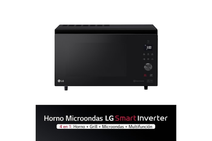 LG Horno Convección Microondas 4 en 1  Smart Inverter, con función freidora de aire,  color Negro 1100W de 39 litros, MJ3965BPS