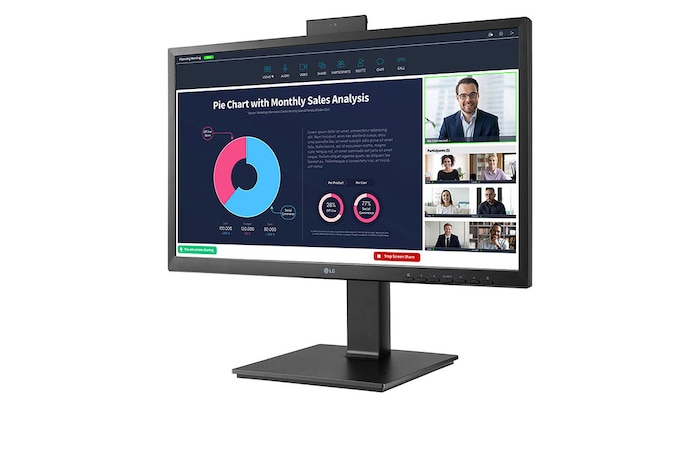 LG 24BP750C-C -Monitor LED EDGE LG con Panel IPS: 1920x1080p, 16:9, 250 cd/m², 1000:1. Webcam FHD (2MP, 30fps) con micrófono integrado. DPx1, HDMIx1 . Regulable en altura e inclinacion, Giro y pivotable, 24BP750C-B