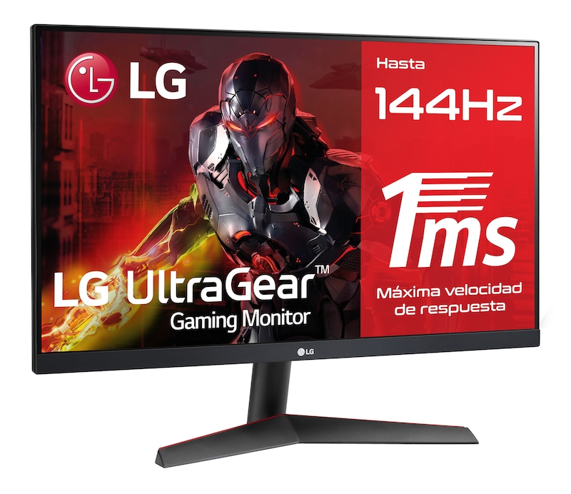 LG 24GN600-B -Monitor Gaming LG UltraGear (Panel IPS: 1920x1080p, 16:9, 300 cd/m², 1000:1, 144Hz, 1ms); DPx1, HDMIx2; AMD Freesync Premium; Regulable en inclinación ; HDR10, F, 24GN600-B