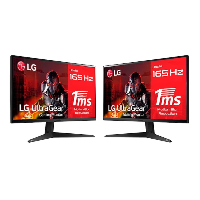 LG Setup Gaming - 2 Monitores gaming LG UltraGear (Panel VA: 1920x1080p, 16:9, 250 cd/m², 3000:1, 165Hz, 1ms); entradas: DP x1, HDMI x2; AMD FreeSync™ Premium; Regulable en inclinación, 24GQ50FD-B.EEU
