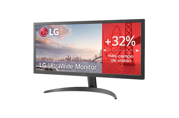 LG Monitor Ultrapanoramico 21:9 LG UltraWide (Panel IPS:2560x1080, 1ms MBR, 300cd/m², 1000:1, sRGB >98%); Super Resolution +; HDR10; entr.: HDMIx2; Ajust. en inclinación., 26WQ500-B