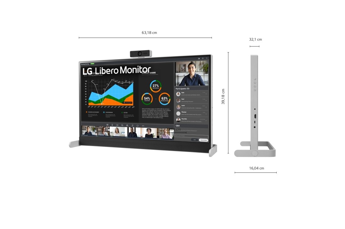 LG Libero Monitor 27BQ70QC-S PCモニター Monitor Libero QHD de 27 pulgadas con Cámara Web Full HD