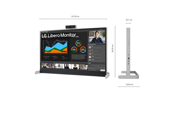 LG Monitor Libero QHD de 27 pulgadas con Cámara Web Full HD Desmontable, 27BQ70QC-S