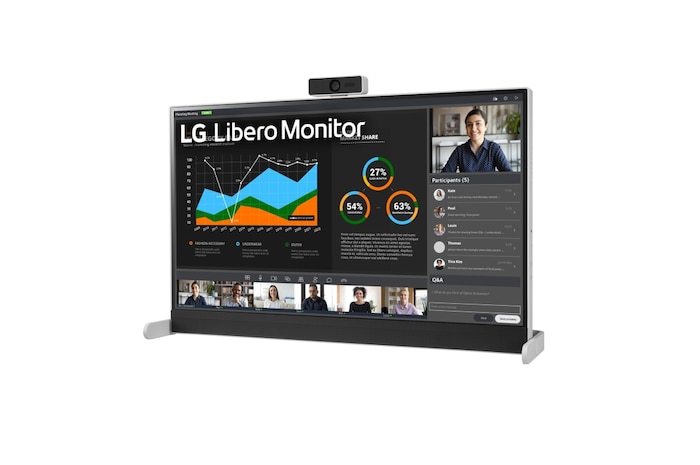 LG Monitor Libero QHD de 27 pulgadas con Cámara Web Full HD Desmontable, 27BQ70QC-S