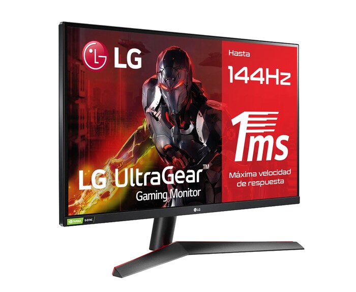 LG 27GN600-B - Monitor Gaming LG UltraGear (Panel IPS: 1920x1080p, 16:9, 300 cd/m², 1000:1, 144Hz, 1ms); diag. 68,47cm; entradas: DPx1, HDMIx2; AMD Freesync Premium & G-Sync Compatible; Regulable en inclinacion ; HDR10, 27GN600-B