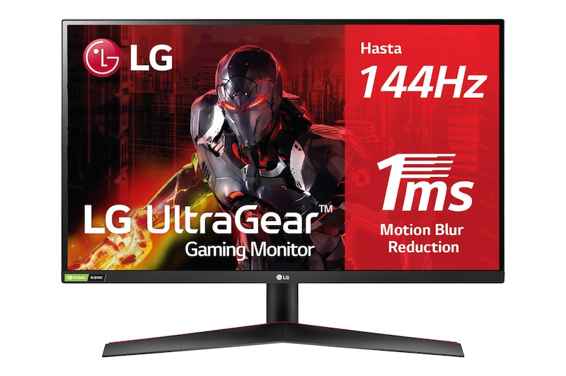 LG 27GN800-B -Monitor gaming LG UltraGear (Panel NanoIPS: 2560x1440p, 16:9, 350 cd/m², 1000:1, 144Hz, 1ms); DPx1, HDMIx2; NVIDIA G-Sync™ Compatible; Regulable en altura e inclinacion y pivotable ; Marcos ultrafinos, 27GN800-B