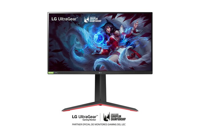 LG Monitor gaming LG UltraGear (Panel IPS:2560x1440px, 16:9, 400 cd/m2, 1000:1, 165Hz, 1ms); entradas: DP x1, HDMI x2, USB-A x3; G-Sync Compatible, FreeSync™ Premium, 27GP850W-B