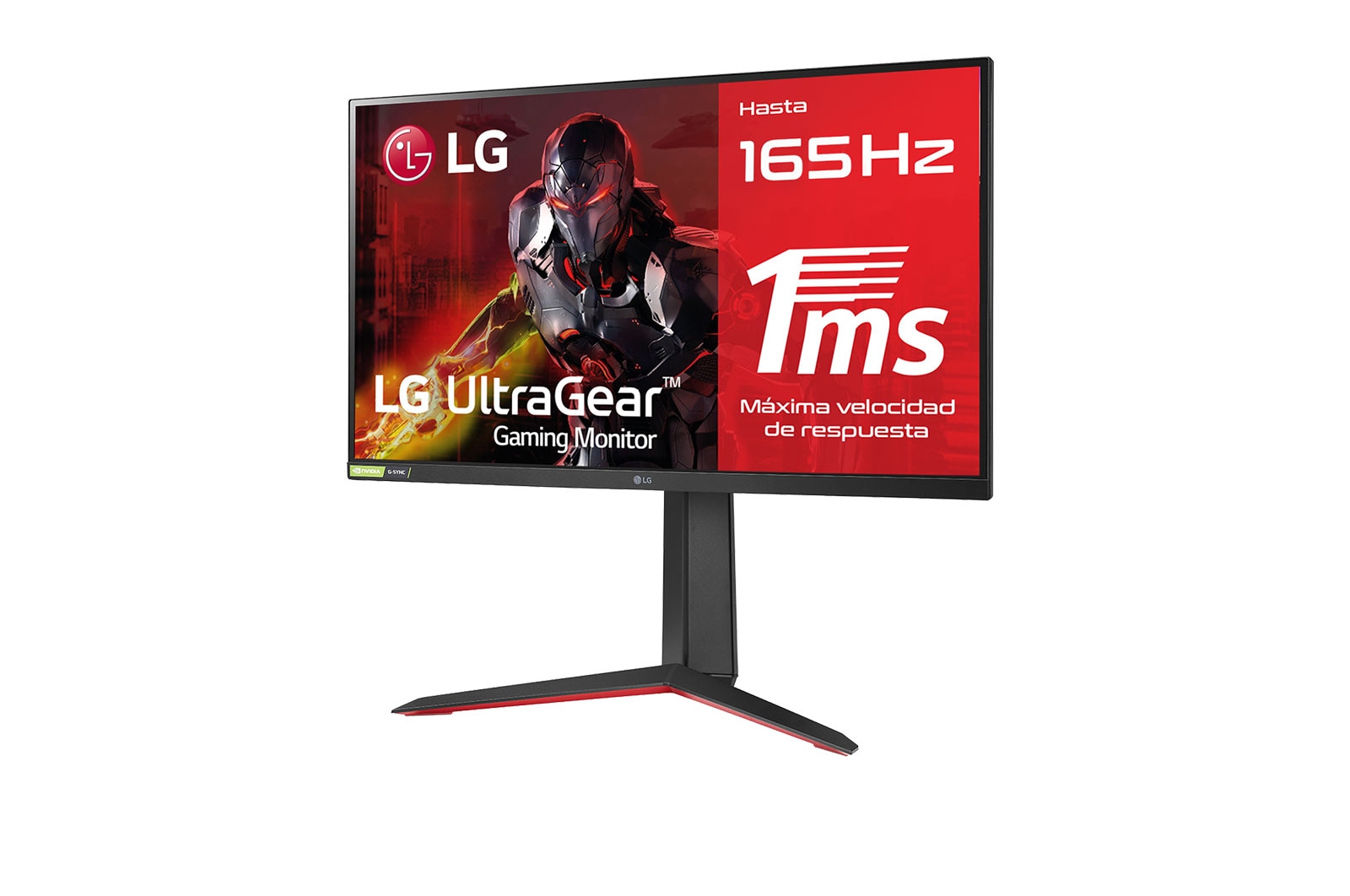 LG Monitor gaming LG UltraGear (Panel IPS:2560x1440px, 16:9, 400 cd/m2, 1000:1, 165Hz, 1ms); entradas: DP x1, HDMI x2, USB-A x3; G-Sync Compatible, FreeSync™ Premium, 27GP850W-B
