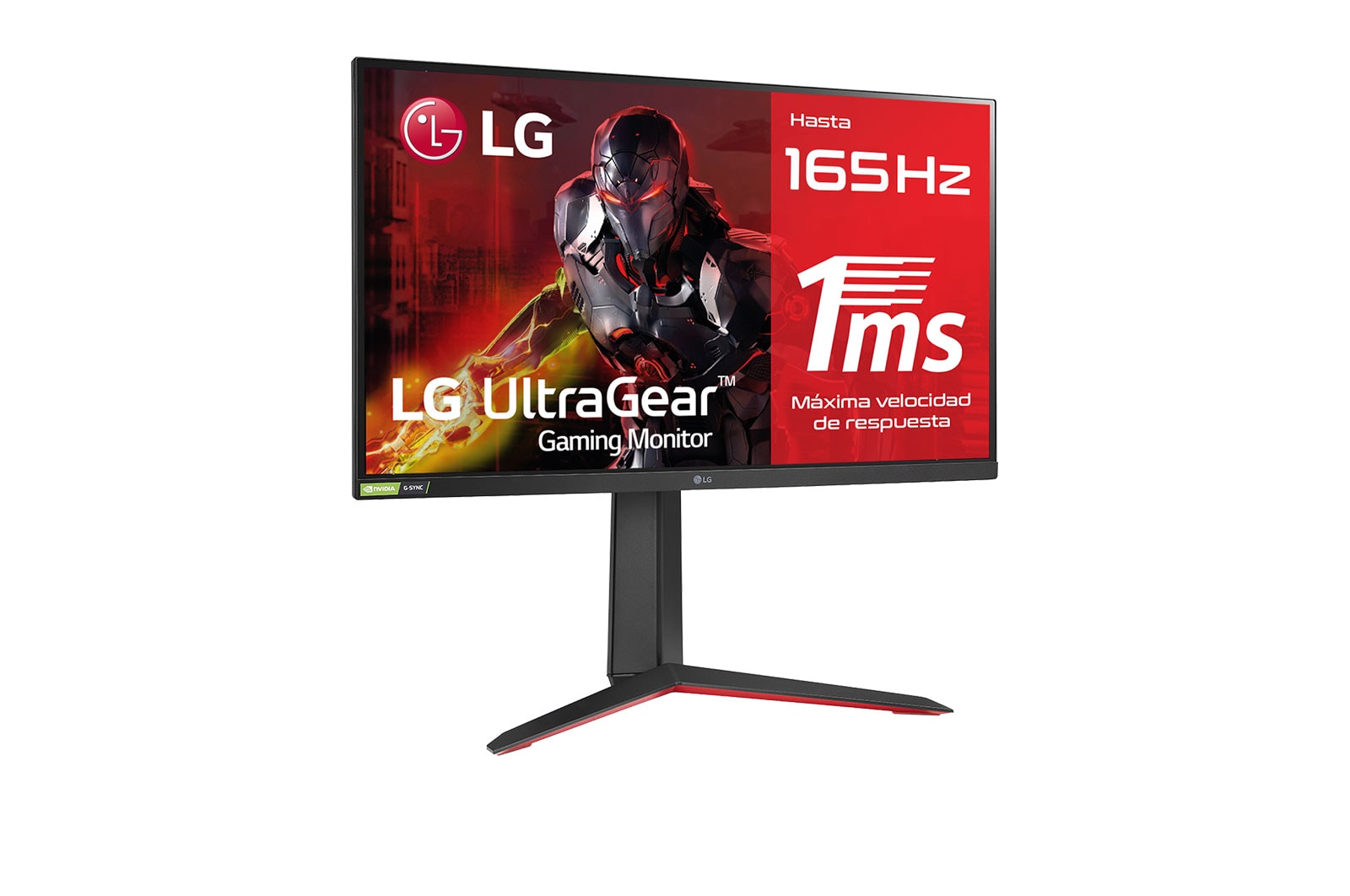 LG Monitor gaming LG UltraGear (Panel IPS:2560x1440px, 16:9, 400 cd/m2, 1000:1, 165Hz, 1ms); entradas: DP x1, HDMI x2, USB-A x3; G-Sync Compatible, FreeSync™ Premium, 27GP850W-B