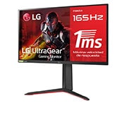 LG Monitor gaming LG UltraGear (Panel IPS:2560x1440px, 16:9, 400 cd/m2, 1000:1, 165Hz, 1ms); entradas: DP x1, HDMI x2, USB-A x3; G-Sync Compatible, FreeSync™ Premium, 27GP850W-B