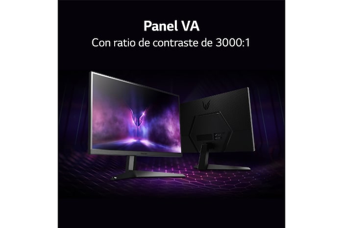 LG Monitor gaming LG UltraGear (Panel VA: 1920x1080p, 16:9, 250 cd/m², 3000:1, 1ms, 165Hz); diag. 68,47cm; entradas: DPx1, HDMIx2; AMD FreeSync™ Premium; Regulable en inclinacion, 27GQ50FW-B