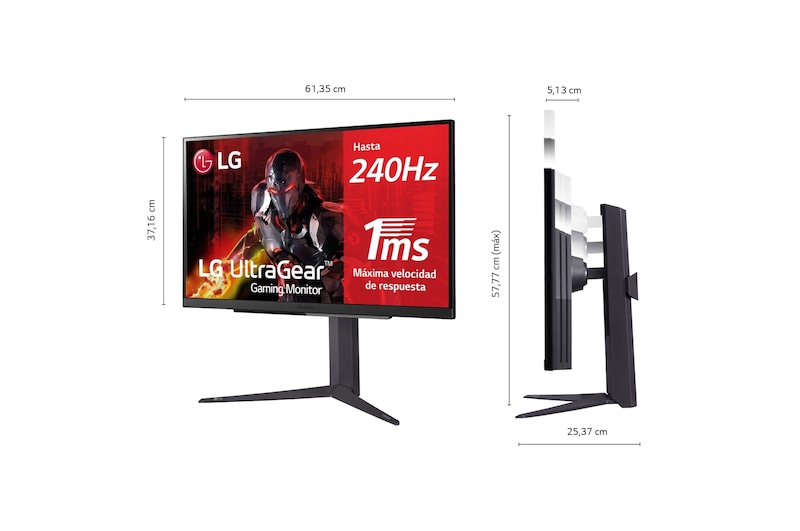LG UltraGear™ de 27 pulgadas Monitor Gaming QHD de 240Hz | 1ms de  tiempo de respuesta, Compatible con G-SYNC® Compatible, FreeSync™ Premium, 27GR83Q-B