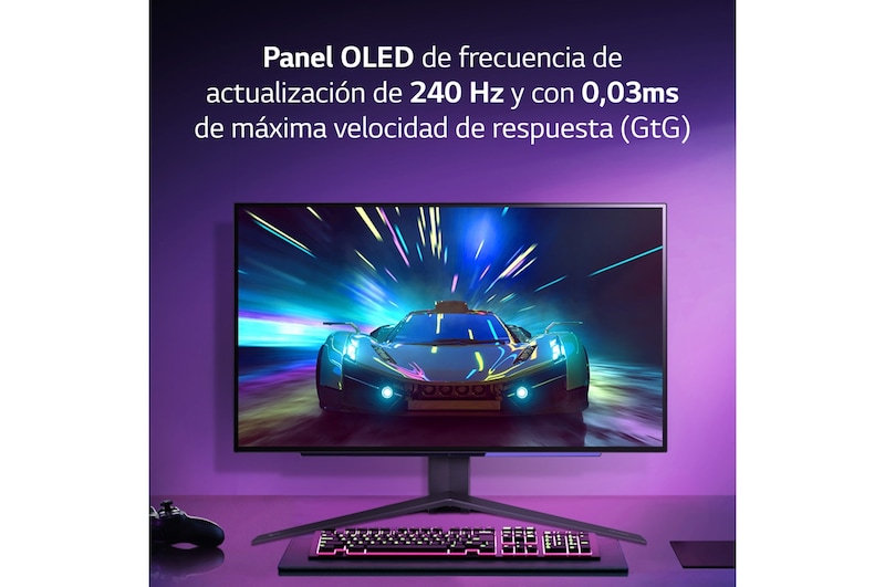 LG UltraGear™ de 27 pulgadas Monitor Gaming OLED QHD de 240Hz | 0.03ms de tiempo de respuesta, Compatible con G-SYNC®, FreeSync™ Premium, 27GR95QE-B
