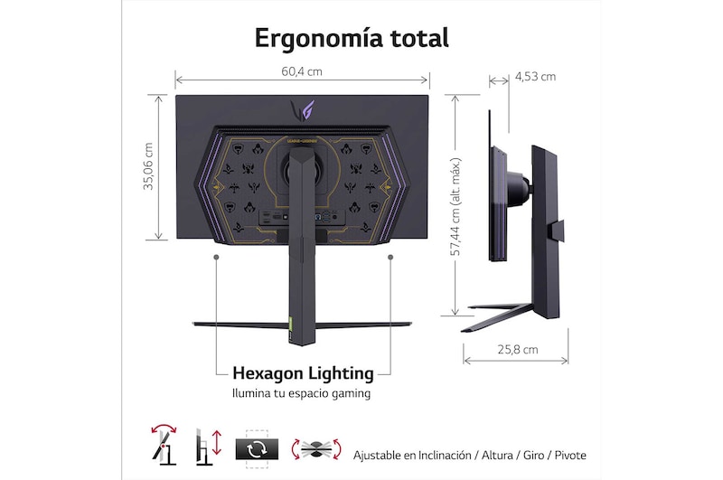 LG UltraGear™ de 27 pulgadas Monitor Gaming OLED QHD de 240Hz | 0.03ms de tiempo de respuesta, Compatible con G-SYNC®, FreeSync™ Premium, 27GR95QL-B