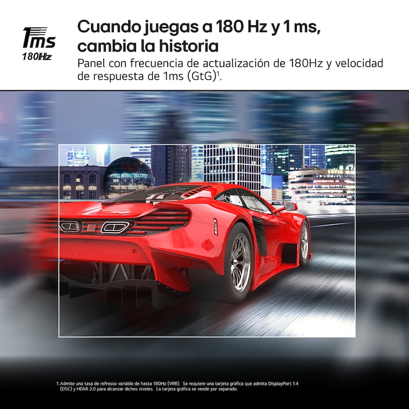 LG Monitor Ultragear, 24", Full HD (1920 x 1080), 180 Hz, 1 ms, AMD FreeSync, HDR10, Black Stabilizer, 24GS50F-B.EEU